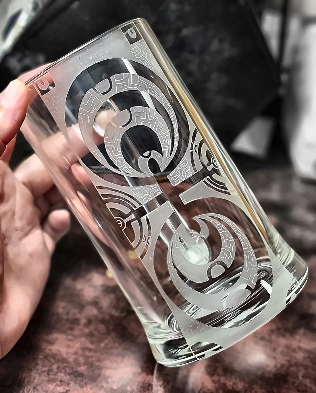 Verre à bière gravé motif IPU